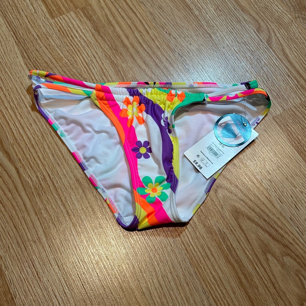 No‎ Boundaries Womens Swimsuit Bottoms High Leg Floral Retro Small S